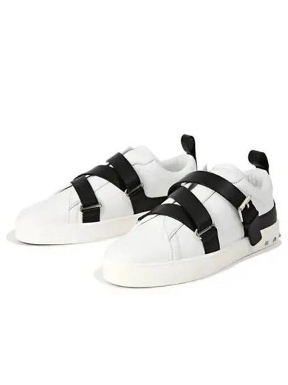 Women's Belted V-Punk Low Top Sneakers Black White - VALENTINO - BALAAN 2