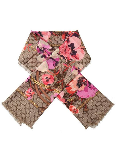 GG Flower Square Shawl Wool Muffler Pink - GUCCI - BALAAN 2