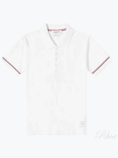 Thermal Rip Stripe Short Sleeve Polo Shirt White - THOM BROWNE - BALAAN 2