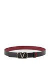 V Logo Plaque Reversible Belt Red Black - VALENTINO - BALAAN 1