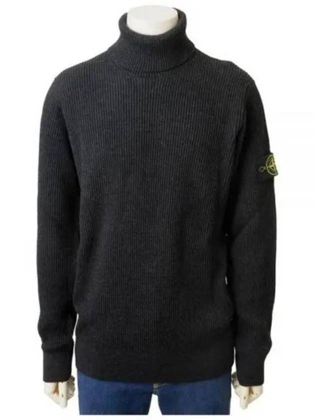 Men's Logo Patch Turtleneck Steel Grey Melange - STONE ISLAND - BALAAN 2