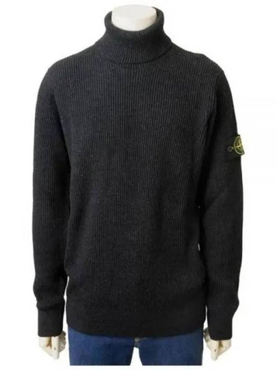 Men's Logo Patch Turtleneck Steel Grey Melange - STONE ISLAND - BALAAN 2