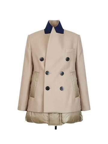 Women's Melton Mix Padded Double Jacket Beige 271196 - SACAI - BALAAN 1