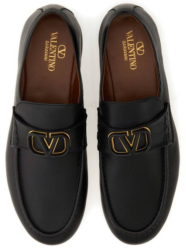 V Logo Leather Loafers Black - VALENTINO - BALAAN 7