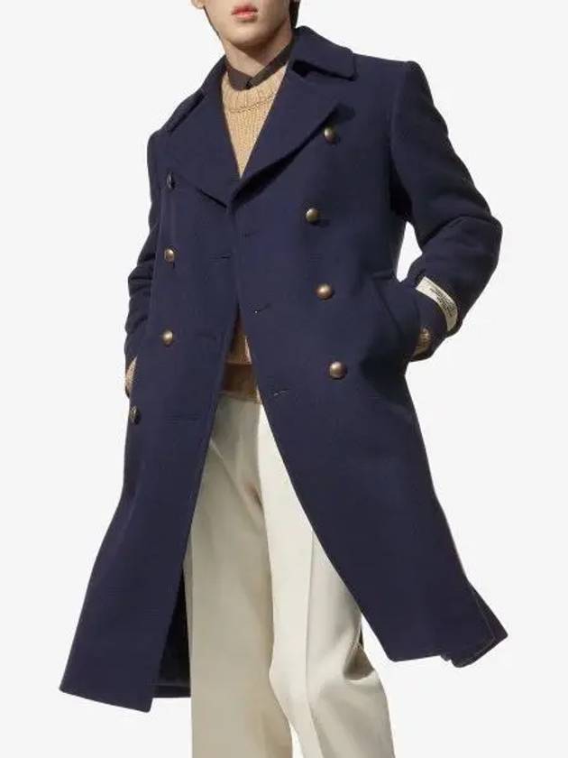 Felt Wool Double Coat Dark Navy - GUCCI - BALAAN 2