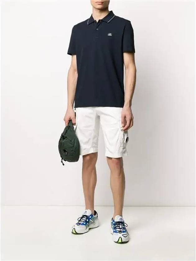 Men's Logo Slim Fit Polo Shirt Navy - CP COMPANY - BALAAN 3