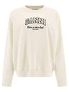 Logo Print Cotton Sweatshirt Beige - GANNI - BALAAN 2