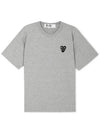 Comme des Garçons Men's Heart Wappen Gray Short Sleeve T-Shirt AZ T296 051 1 - COMME DES GARCONS PLAY - BALAAN 3