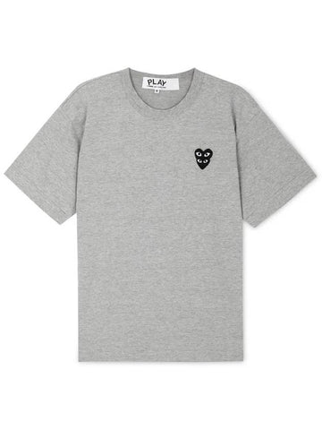 Comme des Garçons Men's Heart Wappen Gray Short Sleeve T-Shirt AZ T296 051 1 - COMME DES GARCONS PLAY - BALAAN 1