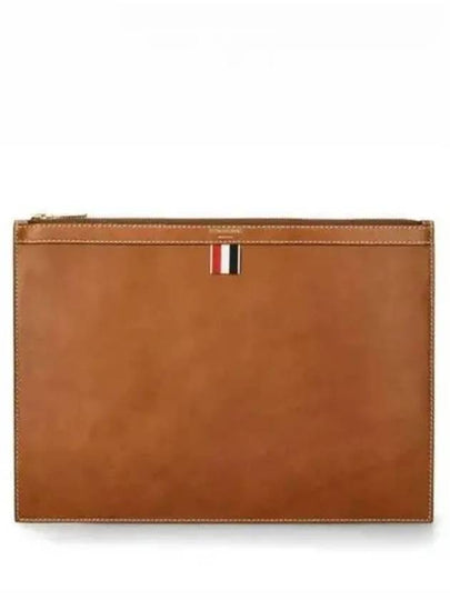 Vacchetta Leather Medium Document Clutch Bag Brown - THOM BROWNE - BALAAN 2