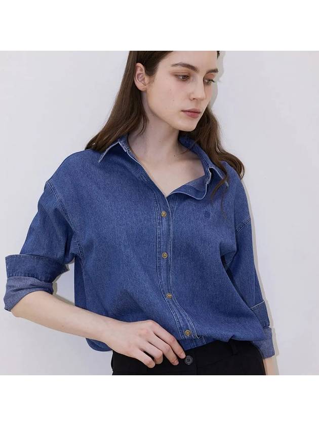 Logo Denim Long Sleeve Shirt Blue - LESEIZIEME - BALAAN 3