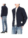 Logo Patch Rib Cardigan Navy - THOM BROWNE - BALAAN 2