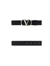 V Logo Signature Leather Belt Black - VALENTINO - BALAAN 3