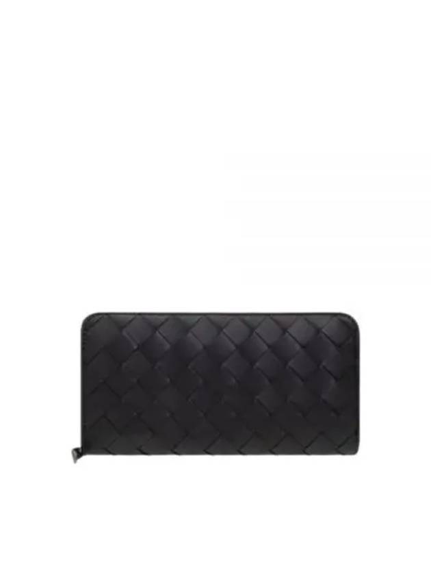 Intrecciato Zipper Around Leather Long Wallet Black - BOTTEGA VENETA - BALAAN 2