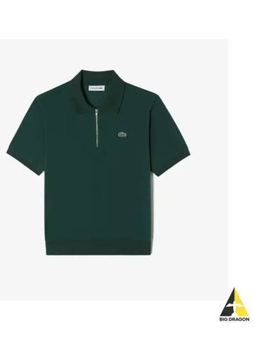 Women s Half Zip Up Polo Dark Green - LACOSTE - BALAAN 1