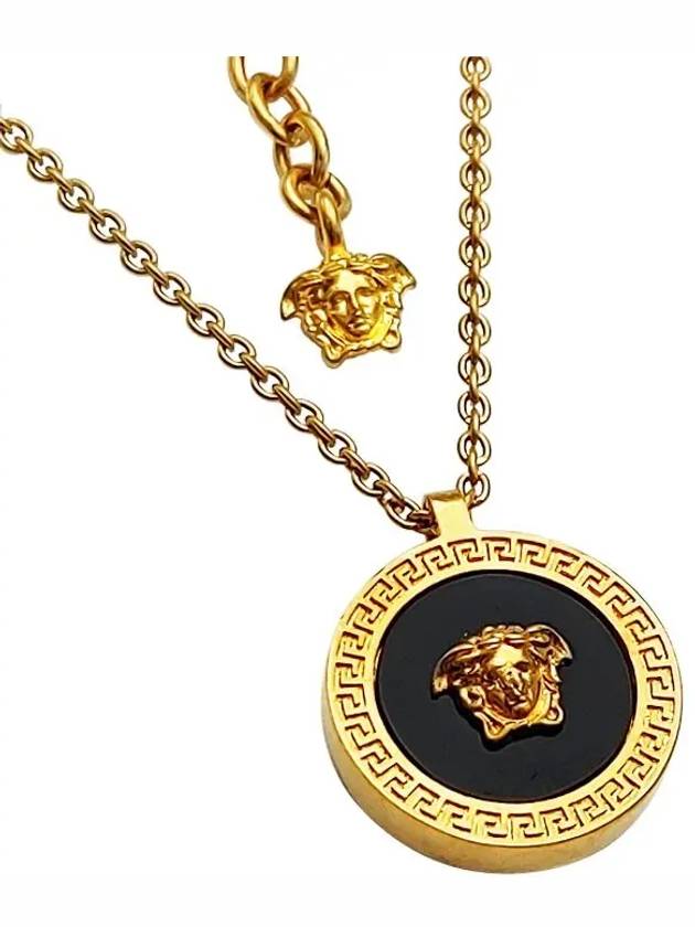 Enamel Medusa Pendant Necklace Black Gold - VERSACE - BALAAN 2