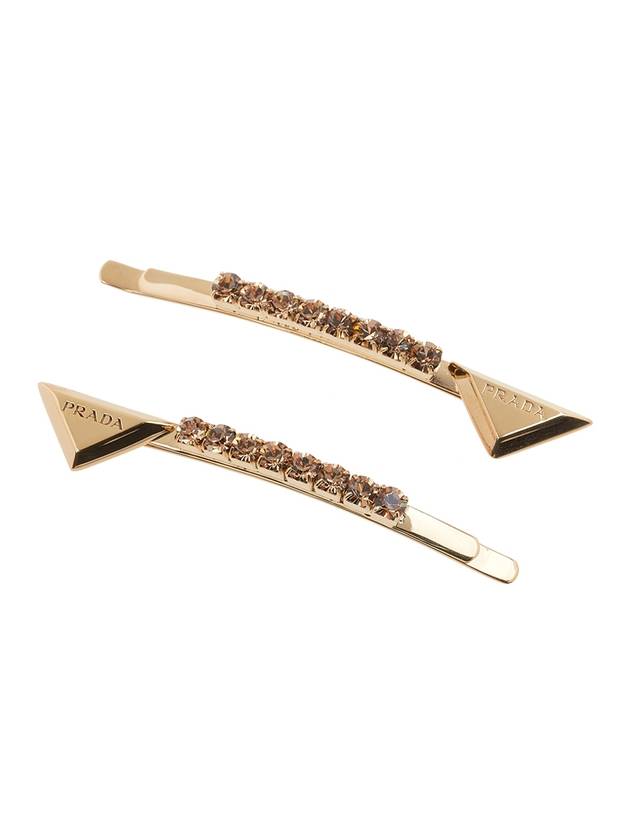 Triangle Crystal Brass Hair Clip Gold - PRADA - BALAAN 2