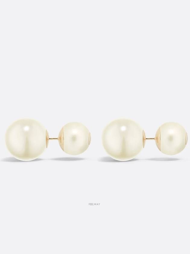 Tribales CD Logo Resin Pearl Earrings White - DIOR - BALAAN 3