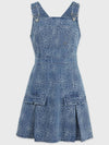 Chicory pleated overalls denim short dress blue - MICANE - BALAAN 5