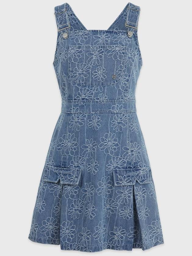 Chicory pleated overalls denim short dress blue - MICANE - BALAAN 5