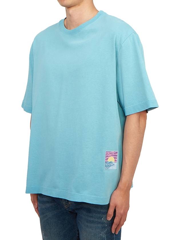 Sunrise Tag Short Sleeve T-Shirt Blue - MAISON KITSUNE - BALAAN 3