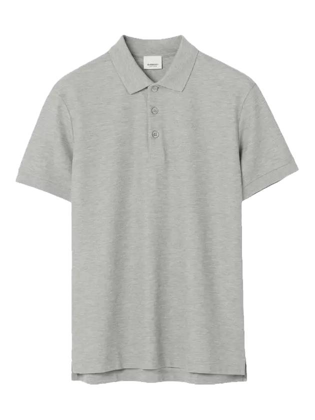 Embroidered Oak Leaf Crest Cotton Polo Shirt Grey - BURBERRY - BALAAN 1