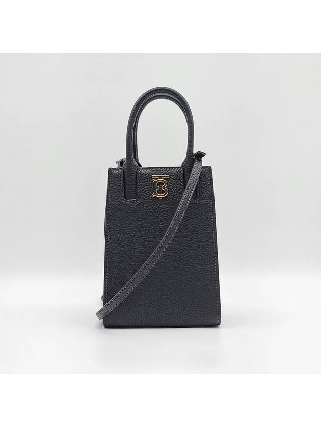 Frances Grainy Leather Mini Tote Bag Black - BURBERRY - BALAAN 2