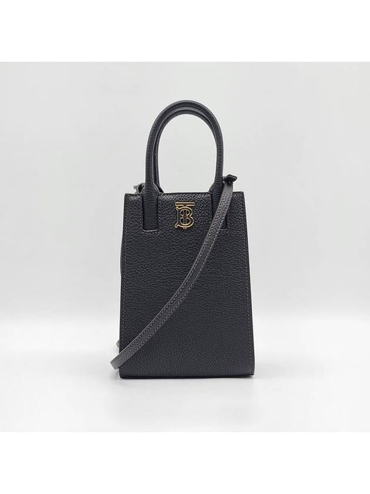 Frances Grainy Leather Mini Tote Bag Black - BURBERRY - BALAAN 2