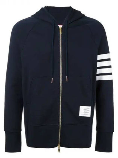 Engineered 4 Bar Diagonal Zip Up Hoodie Navy - THOM BROWNE - BALAAN 2