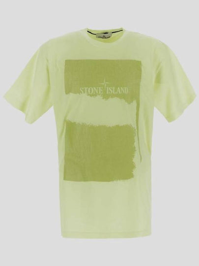 Crew Neck Cotton Short Sleeve T-Shirt Light Yellow - STONE ISLAND - BALAAN 2