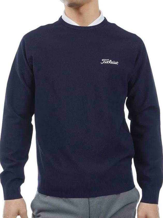 Men s Pique Crew Neck Knit Navy T Shirt - TITLEIST - BALAAN 1