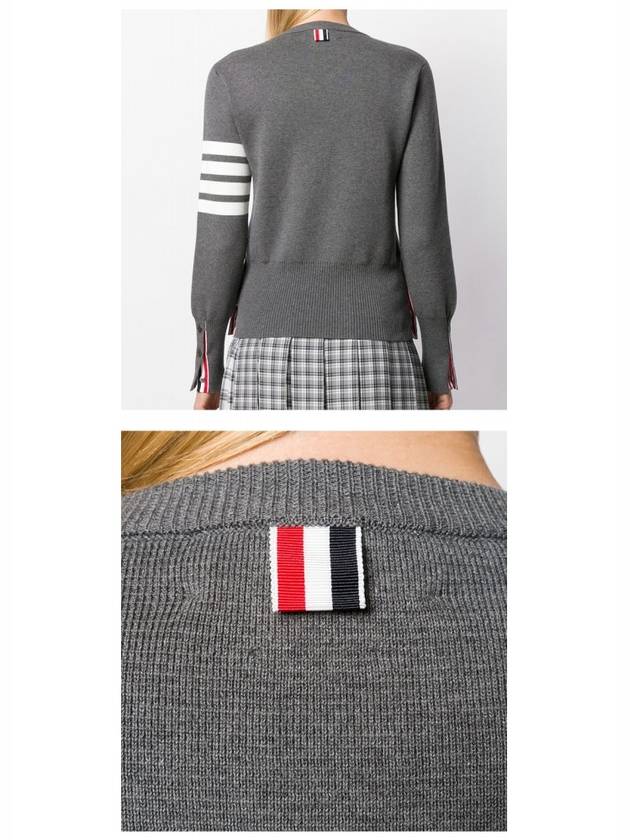 Milano Stitch Crewneck 4-Bar Cotton Crepe Knit Top Grey - THOM BROWNE - BALAAN 7