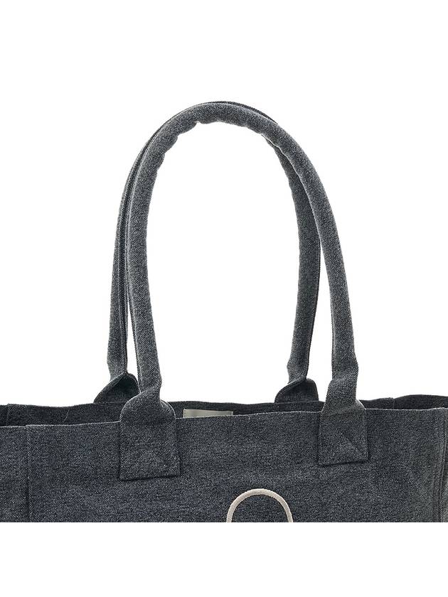 Yenky Zipper Logo Washed Cotton Tote Bag Grey - ISABEL MARANT - BALAAN 8