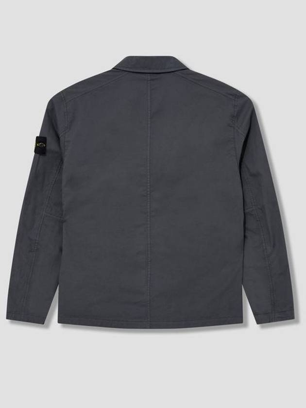 Stretch Cotton Gabardine Overshirt Jacket Dark Grey - STONE ISLAND - BALAAN 3