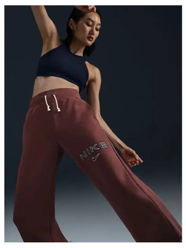 Sportswear Phoenix Fleece High Waist Logo Wide Pants Light Orewood Brown - NIKE - BALAAN 2