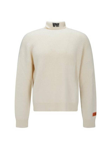 HPNY Embroidered Logo Turtleneck White - HERON PRESTON - BALAAN 1