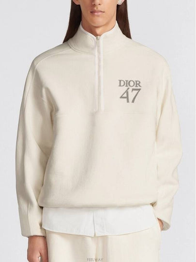 Stand Collar Regular Fit Sweatshirt White - DIOR - BALAAN 2