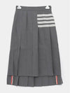 4 Bar Logo Plain Weave Wool Pleated Skirt Grey - THOM BROWNE - BALAAN 4