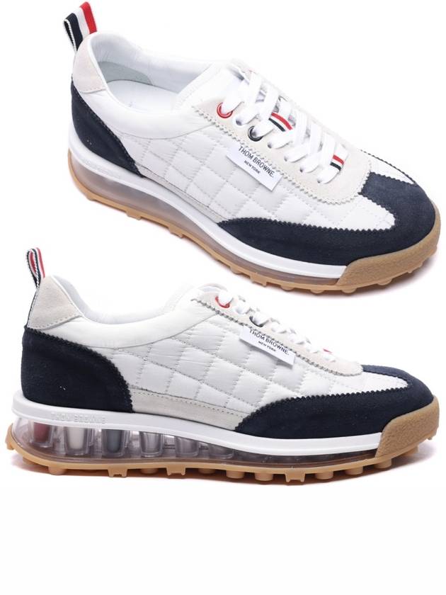 Tech Runner Quilted Low Top Sneakers White Navy - THOM BROWNE - BALAAN 3