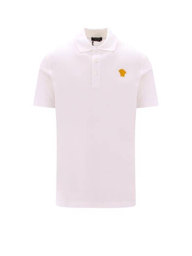 Embroidered Logo Polo Shirt White - VERSACE - BALAAN 2