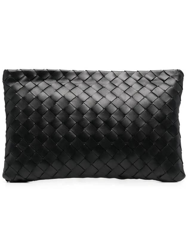 Intrecciato Medium Clutch Bag Black - BOTTEGA VENETA - BALAAN 3