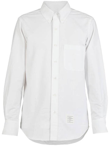 Mr Tom Half Drop Straight Long Sleeve Shirt White - THOM BROWNE - BALAAN 1