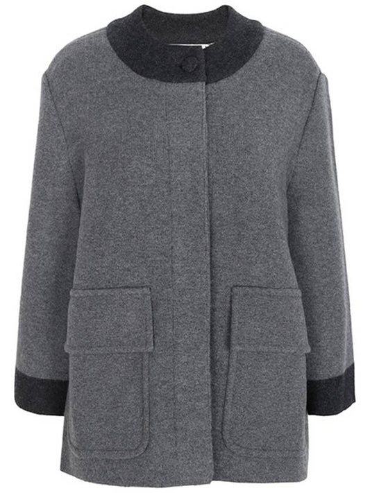 Contrast trim wool blend cardigan coat FKJ104BY1019 - THOM BROWNE - BALAAN 2