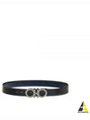 Gancini Reversible Leather Belt Navy Black - SALVATORE FERRAGAMO - BALAAN 2