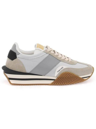 James Suede Lycra Low Top Sneakers Grey Beige - TOM FORD - BALAAN 1