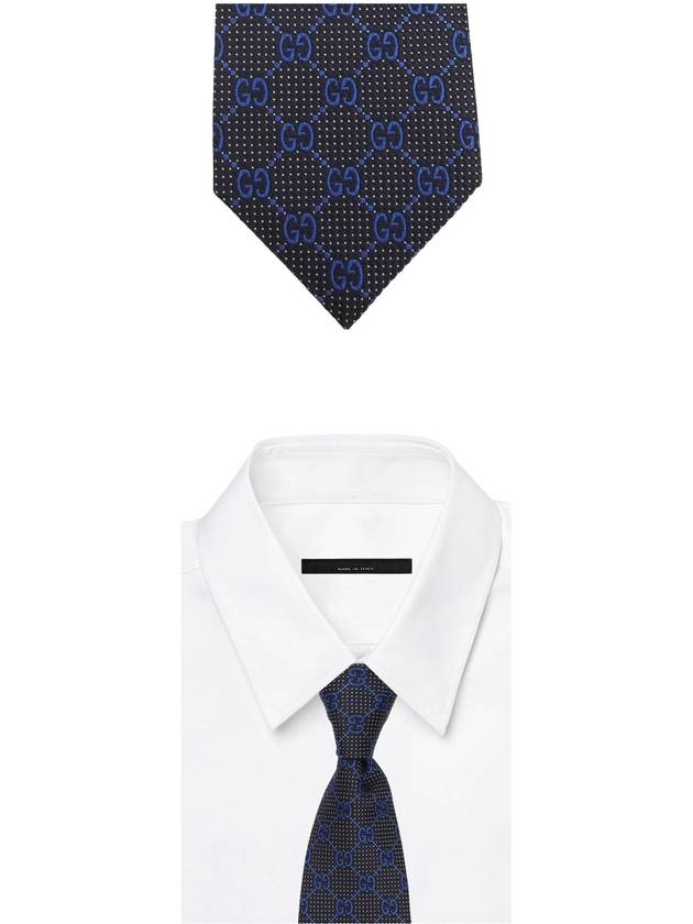 Men's GG Dot Pattern Silk Necktie Blue - GUCCI - BALAAN 3