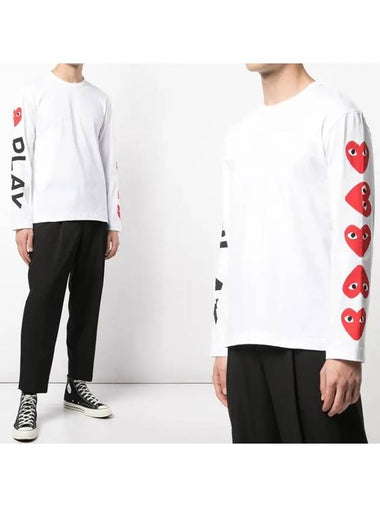 P1T262 Big Heart Round Neck Long Sleeve Tshirt - COMME DES GARCONS PLAY - BALAAN 1