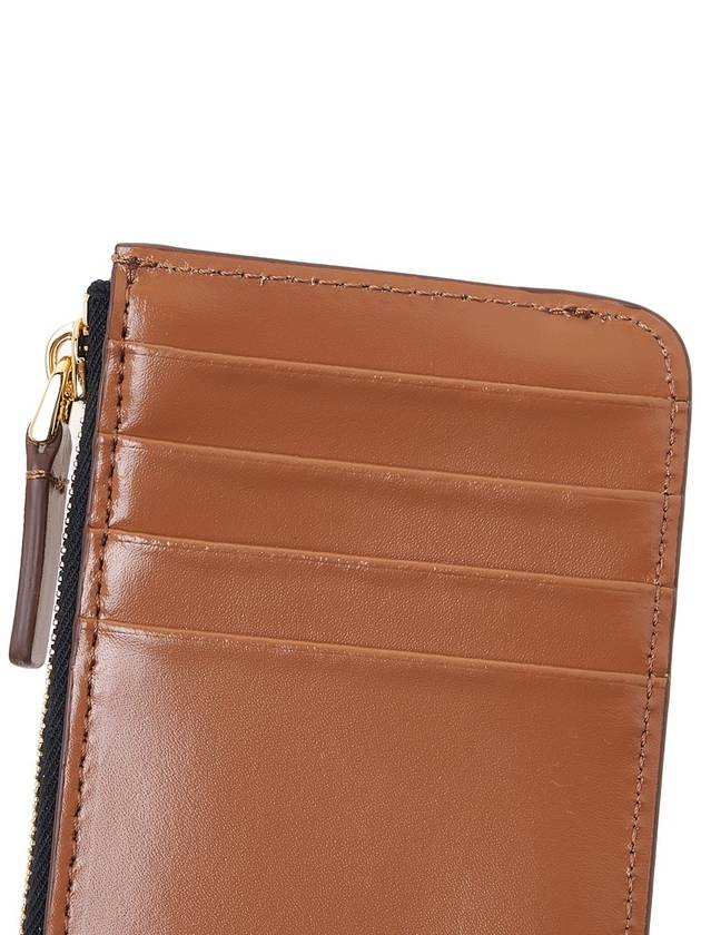 Logo Zipper Leather Card Wallet Brown - MARNI - BALAAN 9