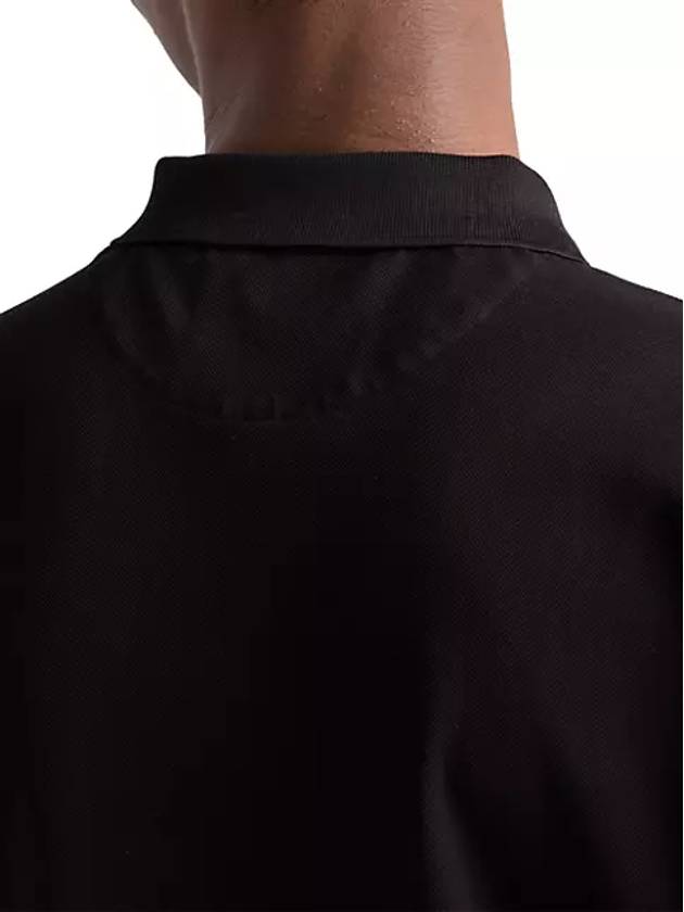 Pique Re-Nylon Details Polo Shirt Black - PRADA - BALAAN 4