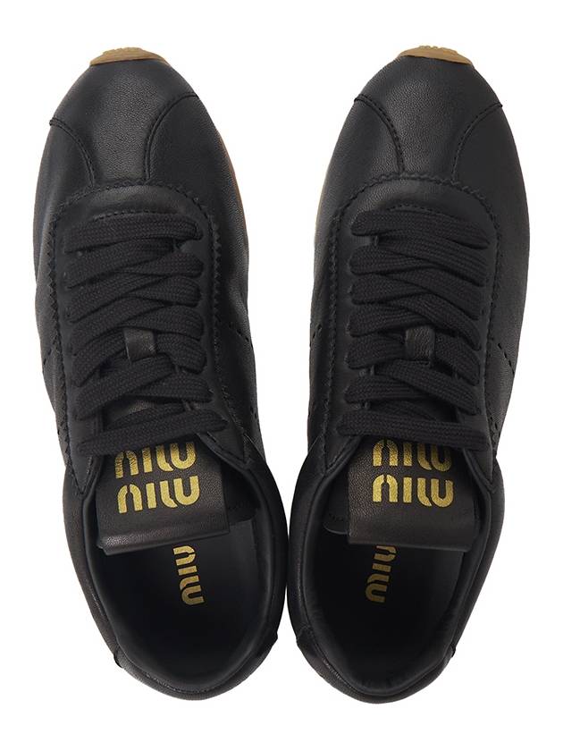 Women's Nappa Leather Low Top Sneakers Black - MIU MIU - BALAAN 3